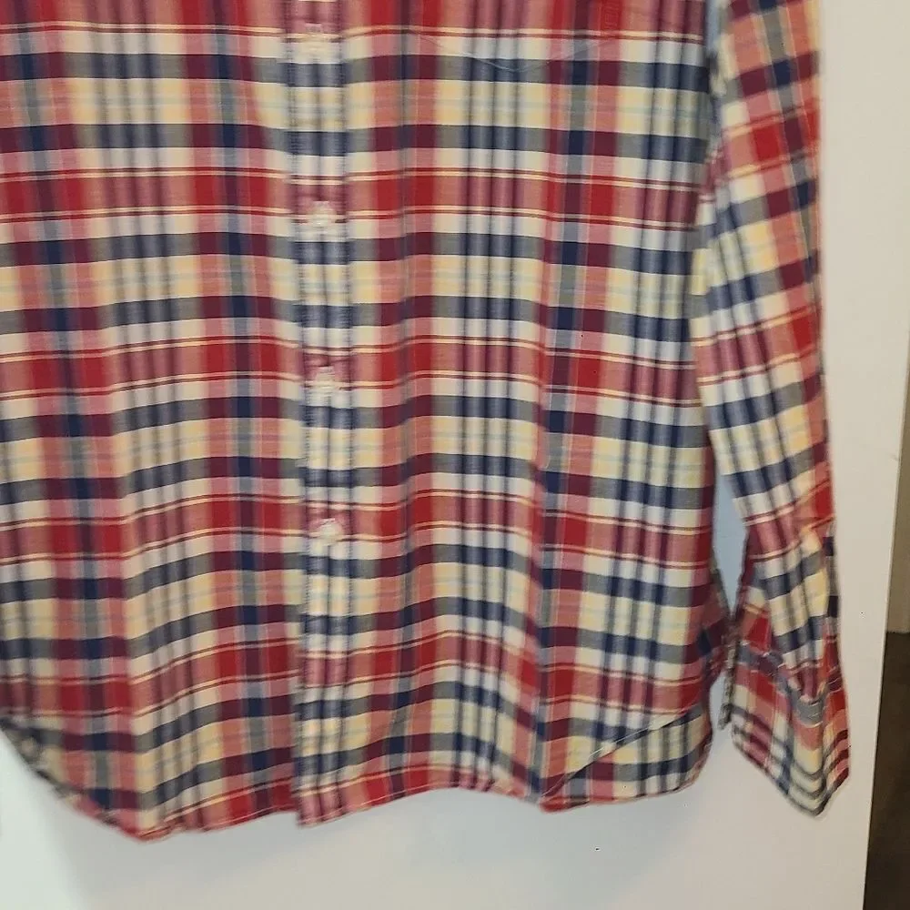 Tailored by J. Crew Men's Red Plaid Cotton Button Down Shirt